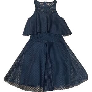 Betsey‎ Johnson Women's 2 Black Whimsy Goth Lace Mesh Romantic Knee Length Dress